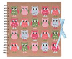 Innova Q1607126 Album Photo Traditionnel Ã Spirale, 50 Pages 25x25 cm Chouettes, Carton, Vert, Rose, Bleu, Naturel, 24 x 25,5 x 1,5 cm