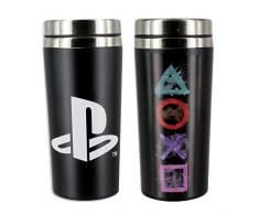 Mug de voyage PlayStation en acier inoxydable | Tasse réutilisable | Bouteille isotherme à café et thé | Facile à nettoyer | Garde les boissons chaudes | Capacité 450 ml | Anti-fuite et anti-fuite