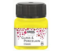 KREUL 16201 â Peinture pour Verre et Porcelaine Classique, Brillante à Base deau, séchage Rapide, Opaque, 20 ML dans Un Verre, Jaune canari