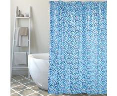 MSV Rideau de Douche PVC 180x200cm mosaique, 100% Polyester, MosaÃ¯que Bleu
