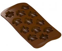 Silikomart 22.130.77.0065 SCG30 Moule pour Chocolat Thème Animaux de Pâques 12 Cavités Silicone Marron