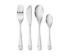 Zilverstad Lot de 4 Couverts pour Enfant Ours avec cÅur Acier Inoxydable ArgentÃ© 15,5 x 21,5 x 2,5 cm