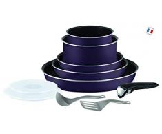 Tefal L2029802 Set de poêles et casseroles - Ingenio 5 Essential Cassis Set 10 Pièces - Tous feux sauf induction