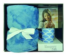 Kanguru 1147 Ocean Plaid avec Mug Polyester/CÃ©ramique Bleu 170 x 130 cm