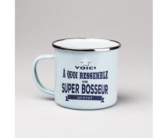 LES BONS GARS 04208000017 Les Tasse Super Bosseur-04208000017, Métal, Bleu Clair, 9,5 cm