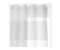 HomeMaison Voilage avec Fines Rayures Horizontales, Polyester, Gris, 240x140 cm
