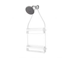 UMBRA Flex Shower Caddy. Caddie de douche Flex. Organiseur de douche à 2 étagères, à suspendre, coloris blanc.