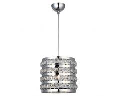 Homemania 8130-51-11 Area Suspension Luminaire Suspension Chrome Métal Cristal 24 x 24 x 85 cm