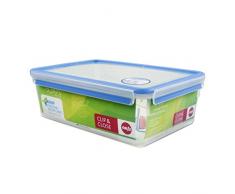 Emsa 508547 Boîte alimentaire rectangulaire avec couvercle, 5.5 Litres, Transparent/bleu, Clip & Close