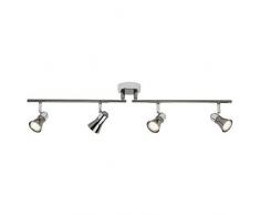Brilliant AG G18332/76 Plafonnier LED à 4 lumières orientables, Métal, GU10, 3 W, Chrome/Noir