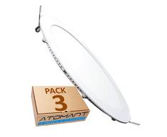 Pack 3x panneau rond plat, 18w, blanc chaud (3000 K), 1600 lumens, driver inclus, coupe standard 200 mm.