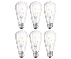 Osram Lot de 6 Ampoules LED Ã Filament - Forme Edison - Culot E27 - Blanc Chaud 2700K - 2W (Ãquivalent 25W)
