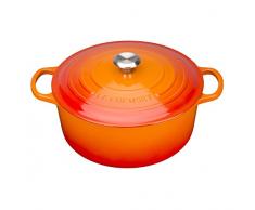 Le Creuset, Cocotte Signature en Fonte Ãmaillée avec Couvercle, à 24 cm, Ronde, Compatible avec Toutes Sources de Chaleur (Induction Incluse), Capacité : 4.2 L, 4.305 kg, Volcanique