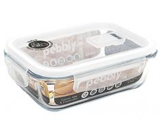 PEBBLY - PKV650RB - Boite de conservation en verre rectangulaire 650 ml pour cuire, conserver, transporter et rÃ©chauffer - 100% hermÃ©tique