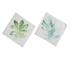 Deco&Co Décoration intérieure naturelle - Serviette de Table Imprimée Vegetal Blanc, 40cm x 40cm