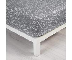 homea drap housse 1 personne 90x190 cm zodiac gris/blanc