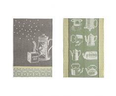 Coucke Lot de 2 torchons Théière, Coton, Vert, 75x50 cm