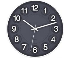 BUVU ZH09752-9U Horloge Murale, Plastique, Gris, 30 x 30 x 4 cm