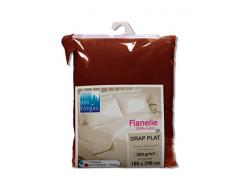 Nuit des Vosges 2226515 Caen Drap Plat Flanelle Unie/Coton Marron 180 x 290 cm