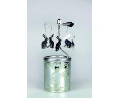Kerzenfarm 84366 Photophore en Verre avec carrousel en Verre ArgentÃ© 16 x 6 x 6 cm