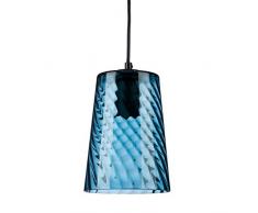 Relaxdays Lampe à Suspension Abat-jour Cône en Verre Industriel Lampe Plafond Plafonnier Hxlxp 21, 5x15x15 cm, Vert-Bleu