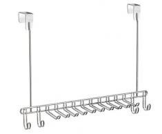 InterDesign Classico portemanteau pour porte, patÃ¨re en mÃ©tal chromÃ© avec 14 crochets pour ceintures et cravates, argentÃ©