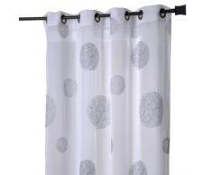 HomeMaison HM698077463100293 Voilage en Ãtamine BrodÃ© de Ronds MÃªlÃ©s Blanc / Gris 300 x 240 cm