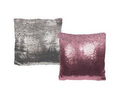 ootb Coussin avec Paillettes en Couleur argenté/Rose, Glamour, avec Zip, Mehrfarbig, 37,5 x 6 x 36,5 cm