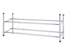 axentia Ãtagère à chaussures extensible - Meuble à chaussures en métal chromé - Range chaussures modulable - Ãtagère télescopique pour chaussures grise