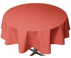 Soleil docre Nappe Toile cirÃ©e Ronde Vichy Rouge, PVC, DiamÃ¨tre 160 cm