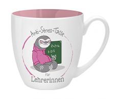 GRUSS & CO 45496 Anti Stress Tasse pour Enseignants, 45 cl, Cadeau, New Bone China, Rose, 9,5 cm