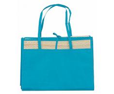 eBuyGB Paille dété Tapis de Plage avec Poche, Polyester, Bleu, 35.51 x 23.01 x 2.01 cm