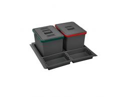 ELLETIPI Metropolis PTC22 06050 1F C10 PPV Poubelle de tri sélectif de tiroir, Gris, 51 x 46 x 22 cm