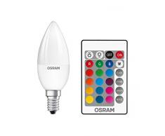 Osram LED Star+ Classic B RGBW Lampe, En Forme De Bougie Avec Base E14, IntensitÃ© RÃ©glable Et ContrÃ´le Des Couleurs Par TÃ©lÃ©commande, Remplace 25 Watts, Blanc Chaud - 2700 Kelvin, Pack De 2