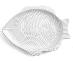Home Assiette Poisson, 42Â x 32Â x 3Â cm, CÃ©ramique, Blanc