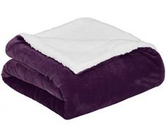AmazonBasics Plaid double-face en sherpa et microvison, 220 x 240 cm, Prune