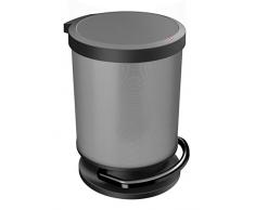 Rotho 1015510273 Poubelle à pédale, in-Mould Labelling Carbone Metallic, Taille Unique