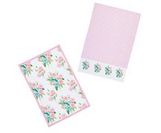 Kitchencraft Rose 100% Vintage torchons ImprimÃ©, 70Â x 47Â cm (Lot de 2), Coton, Rose/Blanc, 46Â x 0.1Â x 69.5Â cm