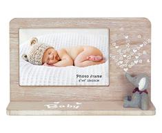 Zep WG6546 Cadre Photo Bois 10x15 cm sur Socle Dumbo, Beige, Gris, Blanc, 22 x 14 x 6 cm