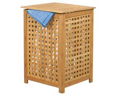 MSV 140647 Coffre a Linge Bambou 40x40x58 cm, LaquÃ© Nitrocellulose