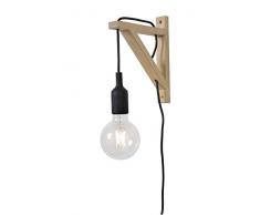 Lucide 08208/01/30 Fix Wall Applique Murale, E27, 60 W, Noir, Bois clair, 19 x 3,2 x 22 cm