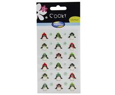 Maildor 560537O - Un sachet de gommettes 3D Cooky 1 planche 7,5x12cm, Noël pingouins (28 stickers)