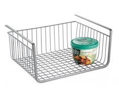 InterDesign York Lyra panier grillagÃ© Ã suspendre, grand panier de rangement ouvert en mÃ©tal pour la cuisine ou lâarmoire, argentÃ©