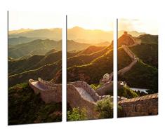 Tableau Moderne Photographique, Impression sur bois, Coucher de soleil de paysage chinois, 97 x 62 cm, ref. 26408