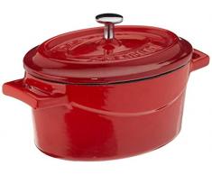 Pentole Agnelli Slowcook Casserole Ovale avec 2 poignées, en Fonte 0.4 litri Rouge
