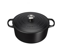 Le Creuset, Cocotte Signature en Fonte Émaillée avec Couvercle, Ø 28 cm, Ronde, Compatible avec Toutes Sources de Chaleur (Induction Incluse), Capacité : 6.7 L, 6.125 kg, Noir