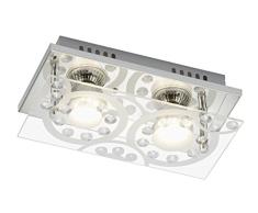 Briloner Leuchten 3585-028 plafonnier, Spots, Lampe Salon denfant ou Chambre a Coucher, Applique LED,carrÃ©, MÃ©tal, GU10, 3 W, Chrome, 24 x 12 x 9 cm