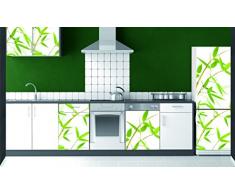 DECORATION adhésive pour CUISINE et réfrigérateurs Bambou Autocollant, Polyvinyle, Vert, 59,5 x 0,1 x 180 cm