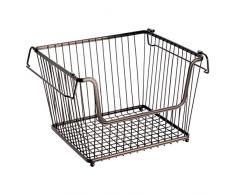 InterDesign York Lyra panier mÃ©tal ouvert pour la cuisine, salle de bain ou bureau, grande corbeille en mÃ©tal empilable, couleur bronze