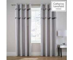 Catherine Lansfield Rideaux Ã Åillets ArgentÃ©, ArgentÃ©, Eyelet Curtains - 66x90 inch